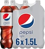 Pepsi Light, Das zuckerfreie Erfrischungsgetränk von Pepsi, Koffeinhaltige Cola in der Flasche EINWEG 6 x 1,5