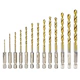 13pcs Titan HSS-Bohrer Set Coated für Metall Power Tools Zubehör Bohrer mit 1/4' Sechskantschaft Spiralb