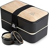 UMAMI Bento Box für Erwachsene/Kinder, neue Premium Edition, 1 Soßentöpfe & 4 Bestecke, Lunch Box für Männer/Frauen, 2 Meal Prep Containers, Mikrowelle, Spülmaschinen, Gefrierschrank-sicher, B
