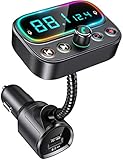 Goigrn Bluetooth FM Transmitter mit Dual Mikrofon, 2.0” LCD Display, Bluetooth Adapter Auto mit des Design [Eine Taste zum Ausschalten], PD 18W Schnelllade, Unterstützt USB-Stick und Aux Ausgang