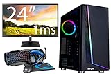 AMD Ryzen 5 Game PC Gaming Setup | Komplettes Gaming Set | 24' Gaming Monitor | Vega 8 | Gaming Tastatur und Maus-Headset | 16GB | 240GB SSD