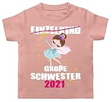 Geschwister Bruder und Schwester - Einzelkind/Große Schwester 2021 mit Fee - 6/12 Monate - Babyrosa - Statement - BZ02 - Baby T-S