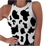 MRURIC Damen Ärmellos Weste Schulterfrei Casual Tops, Bedruckt T-Shirt Pulli Oberteil, Scoop Neck Oberteil Slim Fit Tank Top Unterhemd Shirt S-XXXL