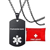 Device Implant NO MRI Halskette, Freie Gravur Edelstahl Medical Alert ID Typenschild Anhänger für Erwachsene Kinder Ice Healthcare Identification Jewelry