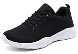 KOUDYEN Laufschuhe Atmungsaktiv Turnschuhe Schnürer Sportschuhe Sneaker für Herren Damen, Schwarz, 38 EU