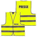 Shirt-Panda Warnweste · Gelb Orange · beidseitig Bedruckt auf Brust und Rücken · Ordner, Security, Brandschutzhelfer · große Auswahl · Reflektionsstreifen · 023 Presse (Gelb) 5XL