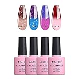 AIMEILI UV LED Thermo Gellack mehrfarbig ablösbarer Temperatur Farbwechsel Nagellack Chameleon Gel Polish Set - 4 x 10ml - Kit Nummer 11