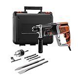 Black+Decker Pneumatischer Bohrhammer KD990KA – Kraftvoller SDS-Bohrhammer mit Zweithandgriff und 2,4 J Schlagenergie zum Bohren, Hammerbohren & Meißeln – 1 x Schlagbohrhammer 850 W