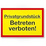 Komma Security Privatgrundstück Betreten verboten Kunststoff Schild 30 x 20 cm Hinweisschild Grundstück Verbotsschild - Betreten verboten Warnhinweis widerrechtlich betreten Abschreckung