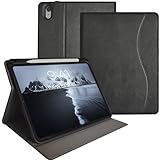 Schutzhülle für iPad 10.2 9./8./7. Generation 2021/2020/2019 Premium PU Leder Smart Case Folio Cover mit Anti-Rutsch-Streifen Kartenhalter Tasche Auto Wake and Sleep für New iPad 10.2 Zoll Schw