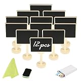 LANMOK 12 Pcs Mini Tafel Set, Holz Kreidetafel Klein Memotafel mit Ständer Message Board Schilder Tischkarten Namen Schild Preis Platzkarte Tischdeko für Vintage Hochzeit Einschulung