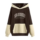CEFGR Damen Lose Sweatjacke Kapuzenjacke Sweatshirt Hoodie Herbst Frühling Heißer Frauen Mädchen Mantel Long Sleeve Hooded Pockets Sportwear (Braun, XXL)