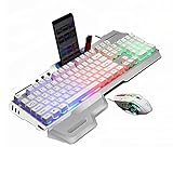 Mechanische Gaming-Tastatur – 104 Tastatur-Maus-Set Regenbogen Hintergrundbeleuchtung Kabelgebundene Tastatur Maus LED Ergonomisches mechanisches Gefühl für Windows und Mac PC G