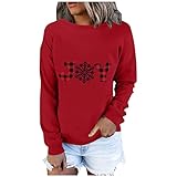 Pullover Damen Weihnachtsmotiv Weihnachten Winter Beste Freunde Pullover Langarm Kapuzenpullover Hoodie Sweatshirt für Frauen mit Motiv Bedruckte Bluse Shirt Damen Weihnachtsdruck Freizeit Sw