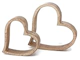 MAIKAI Hochwertiges 2er Deko Herz Mango Holz Ca. 14-19 cm Herz Verschenken Herz Aufsteller Massiv Dekoration Zuhause Wohnzimmer Schlafzimmer Geschenk Partner Liebe Valentinstag Hochzeit W