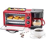 Multifunktions-Elektrobackofen DREI-in-Eins-Frühstücksmaschine Kleine Kaffeemaschine Automatischer Toaster Elektrische Bratpfanne Sandwichtoaster Minibackofen 9L Minibacköfen Nützlich,Back