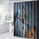 SUUZQK Halloween Spaß Dekoration Duschvorhang Stilvolle Atmosphäre Zuhause Badezimmer Wasserdicht Und Schimmelresistent Leicht Zu Reinigender Duschvorhang Mit 12 Duschvorhangringen W80xH180