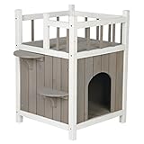 Trixie 44093 natura Cat's Home mit Balkon, 45 × 65 × 45 cm, grau/weiß