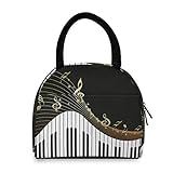 YiGee Lunchtasche mit Musiknoten-Motiv, isoliert, Organizer mit Reißverschluss, Lunchbox, Lunchbox, Lunchbox, Handtasche, für Damen, Herren, Zuhause, Büro, Picknick, S