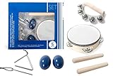 Kinder-Percussion-Set, Kinder Instrumente, 8-teilg aus Holz bestehend aus Tambourin, Triangel, Egg-Shaker u.a. - für die musikalische Früherziehung/Orff-I