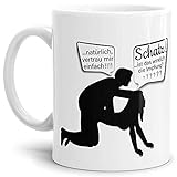 Lustige Tasse mit Spruch - Schatz, ist das wirklich die Impfung? - Hochwertige Keramiktasse - Weiß, 300