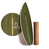 WAHU Board (Palm Green) - Balance Board mit einzigartigem Rocker Shape inkl. Rolle - Surf Balance Board (100% Holz) - Balance Board Indoor und Outdoor - 100% Spaß g