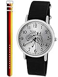 Pacific Time Mädchen Jungen Uhr Analog Quarz mit 2 Textilarmband 10425 schwarz D