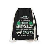 Fashionalarm Turnbeutel - Schutzengel - Dackel | Fun Rucksack Sport-Beutel Spruch & Motiv Geschenk-Idee Teckel Frauchen Hunde-Rasse Lustig, Schwarz One S