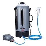 Ponamfo Campingdusche, Tragbare Dusche für Camping, 3 Gallonen 12L Tragbare Camping Duschtasche für Outdoor Dusche, Wasserdichte Tragbare Dusche mit Druckfußpumpe (Grau)