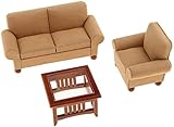 hsj LF- Toy 1: 12. Skaladollhouse Miniature Zweisitzer-Couch Einzel Sofa Teetisch Set Gelb L