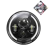 7 Zoll motorrad scheinwerfer Frontscheinwerfer 60W runder Halo Angel Eye weißer Scheinwerfer mit Halo Ring für H