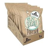 John Altman - 8 Tüten Bio Popcorn - Meersalz - Vegan - Glutenfrei - Kalorienarm - 100% natürlich - mit feinstem Bio-Kokosöl -Ohne künstliche Zusatzstoffe- Perfekt für unterwegs- 8x22 G