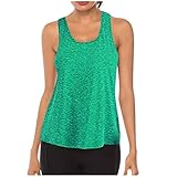 TUDUZ Damen Große Größe Camisole Rundhals Falten T-Shirt Weste Bluse Ärmellos Stretch Tunika Top (T-Grün, S)