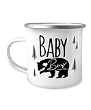 Emaille-Tasse mit Bärenmotiv, 295 ml, Camping-Becher, Kaffeebecher, für die Familie, Geschenk zum ersten Muttertag, Babyparty, Geschenk für werdende Mü