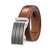 NJBYX Echtes Lederband Männliche Gürtel Automatische Ratsche Schnalle Herrengürtel Schwarz Dunkelbraune Mann Gürtel (Color : Brown, Size : 130 cm)