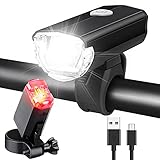 LED Fahrradlicht Set, AluminiumFahrradbeleuchtung STVZO Zugelassen Fahrradlampe USB Aufladbar und Wasserdicht Fahrrad Licht mit Vorne und Rücklicht. Sturdy & Duragab