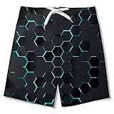 NEWISTAR Badehose Jungen 3D Drucken Kinder Badeshorts Neuheit Schnell trocknende Boardshorts Strandhose mit Netzfutter 8-9 J