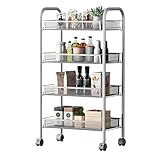 WJMLS Fahrbarer auf 4 Etagen Silber Regal Home Furnishings Balk