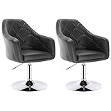 WOLTU® 2er Set Barsessel Loungesessel mit Arm- und Rückenlehne, stufenlose Höhenverstellung, drehbar, Kunstleder, Schwarz BH104sz-2