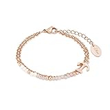 s.Oliver Armband Edelstahl Damen Armschmuck, mit Glas, 16+4 cm, Apricot, Anker, Kommt in Schmuck Geschenk Box, 2018350