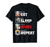 Anime Eat Sleep Repeat - Lustig Cosplay - Manga Spruch T-S