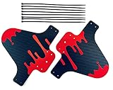 INION - 2 x Stück Mud Guard ROT/SCHWARZ Schutzblech Carbon Look Spritzschutz MTB Kotflügel für Vorne und Hinten inkl. 8X Kabelb