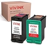 VIVINK Wiederaufbereitete Tintenpatronen Ersatz für 350XL 351XL Tintenpatronen kompatibel für HP Photosmart C4480 C4380 C5280 C4280 C4580 C4585 C4500 C4485 C4400 (1 schwarz, 1 dreifarbig)