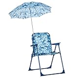 Outsunny Kinder-Campingstuhl mit Sonnenschirm Kinder-Strandstuhl Klappstuhl für 1-3 Jahre leichte Gewicht Metall Blau 39 x 39 x 52