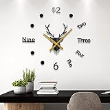 XXBJFMY Große Rahmenlose DIY Wanduhr, 3D Ruhige Quarzuhr Aufkleber DIY Wanddekoration, Für Zuhause Wohnzimmer Schlafzimmer Büro Klassenzimmer,C