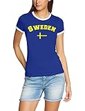 Coole-Fun-T-Shirts Schweden T-Shirt RIGI Name + Nummer Damen blau, Gr.M