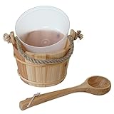 Mendler Saunakübel mit Einsatz HWC-B26, Saunazubehör Saunaeimer Saunakelle Aufguss, Kiefernholz 3,5 L - hell-b