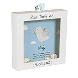 Geschenke 24 3D-Bilderrahmen-Sparbüchse zur Taufe in je 2 Größen Comicmotiv - Mit Personalisierung - Geschenkidee Taufgeschenk, Täufling (Taube, klein)