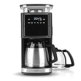 BEEM FRESH-AROMA-PERFECT III Filterkaffeemaschine mit Mahlwerk - Duo | Edelstahl | Mit Isolierkanne & Glaskanne | Kegelmahlwerk & Aroma-Plus-Funktion | 24-H-Timer | 1000 W | für bis zu je 10 T