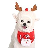 I3CKIZCE Haustier Schal Kleiner Hund Weihnachten Kostüm Kleiner Hund Weihnachten Bandana Hund Katze Weihnachten Hut Weihnachten Maskottchen Baum/Elch Stil(Elch Hut,S)